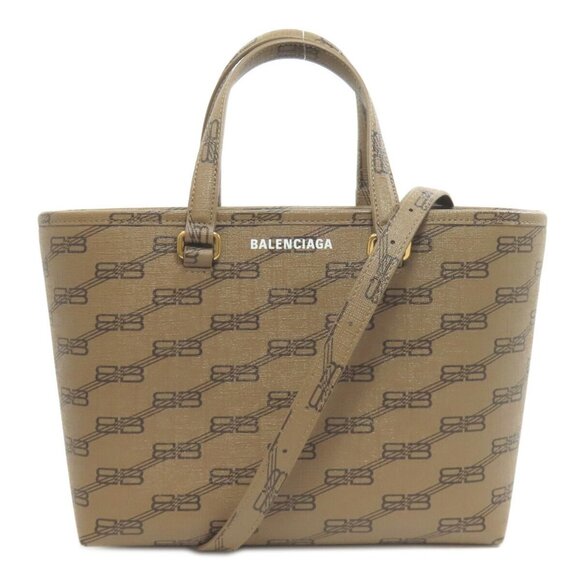 BALENCIAGA BB Monogram Handbag Black Leather Gold-tone Logo - Picture 1 of 11